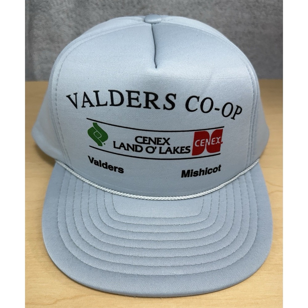 Vintage Valders CO-OP Cenex Land O' Lakes Mishicot Snapback Foam Rope Hat Gray
